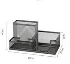 Mesh Desk Organizer Office Supplies Caddy with Pencil Holder and Storage Baskets for Desktop Accessories, 3 Compartments, Black