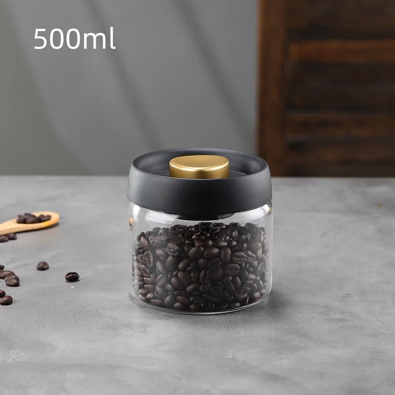 Manual Vacuum Sealed Coffee Jar High Borosilicate Glass Moisture Proof Tea Storage Container for Kitchen Coffee