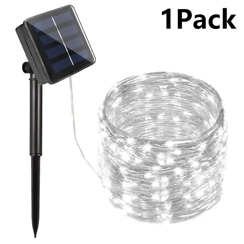 Solar String Fairy Lights Outdoor Waterproof 8 Modes Twinkle Rope Strip Light Garland Lamp for Patio Garden Lawn Tree Yard Fence