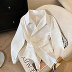 Designer Irregular Long sleeve Polo Shirt Women Tunic White Elegant Basic Top Blouse Ladies Fashion Work Wear Shirts