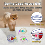 Interactive Cat Toy Mouse Ball Cage Random Color Plush Mouse  Kitten Play Toys for Indoor Kittens Exercise Pet Supplies