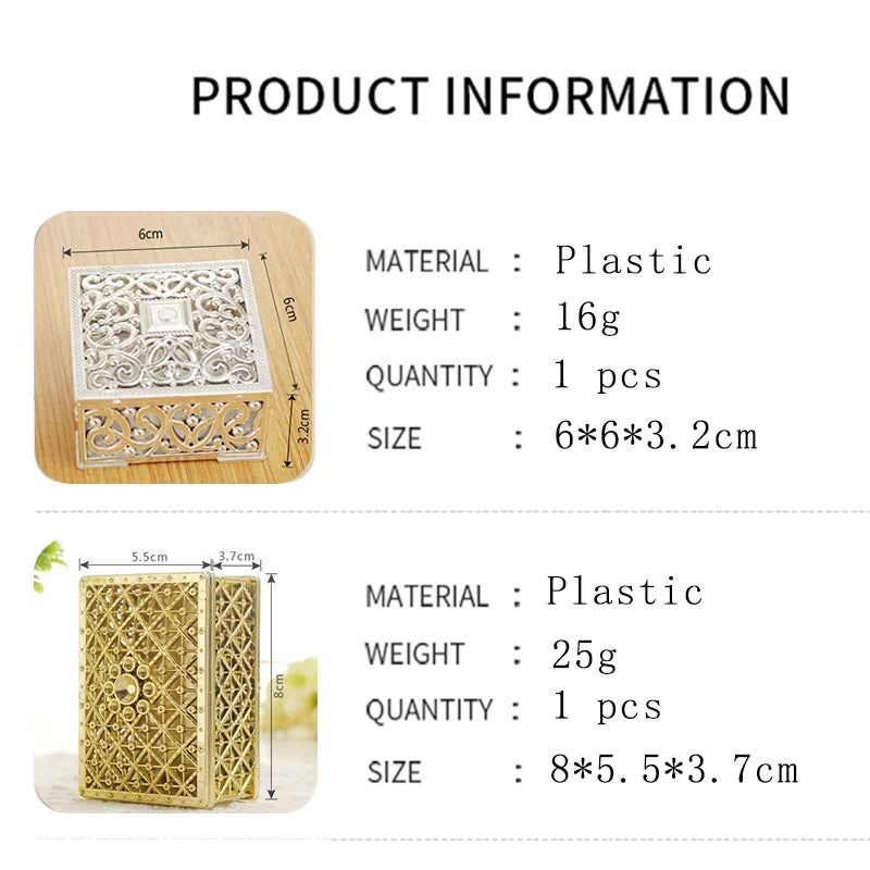 2 PCs Mini Treasure Storage Jewelry Box Silver-color Hollow Flower Pattern Jewelry Case Boxes for Necklace Earring Ring 2030