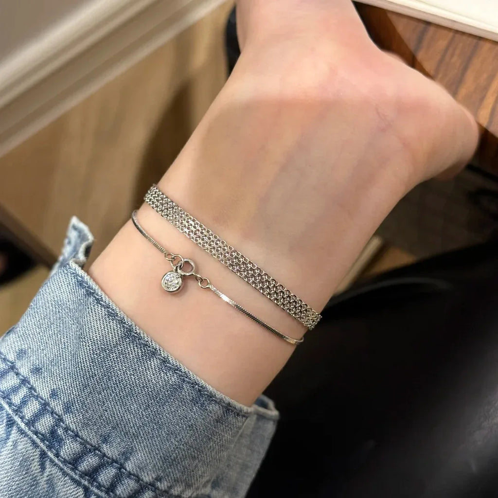 Yupsk Stainless Steel Watch Strap Bracelets Vintage Woven Strap Bracelet for Women Daily Versatile Jewelry Gift