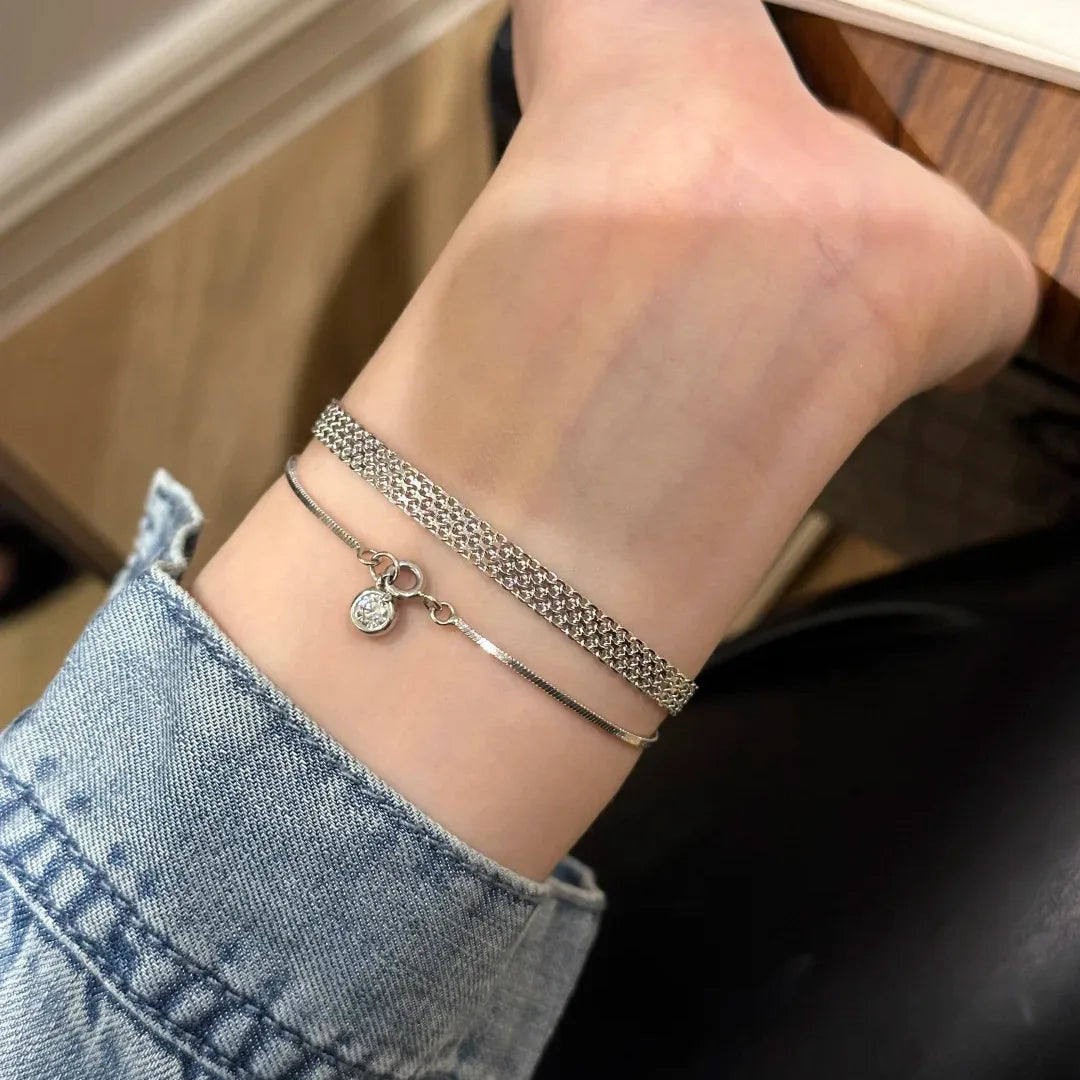 Yupsk Stainless Steel Watch Strap Bracelets Vintage Woven Strap Bracelet for Women Daily Versatile Jewelry Gift