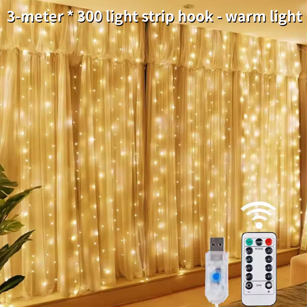 Led Fairy String Curtain Lights 8 Modes Remote USB Valentine's Day Decoration Home Festival New Year Lights with Remote Control Curtain Light String 8 Lighting Modes, Fairy Lights, Copper Wire Lights, Christmas Party, Wedding