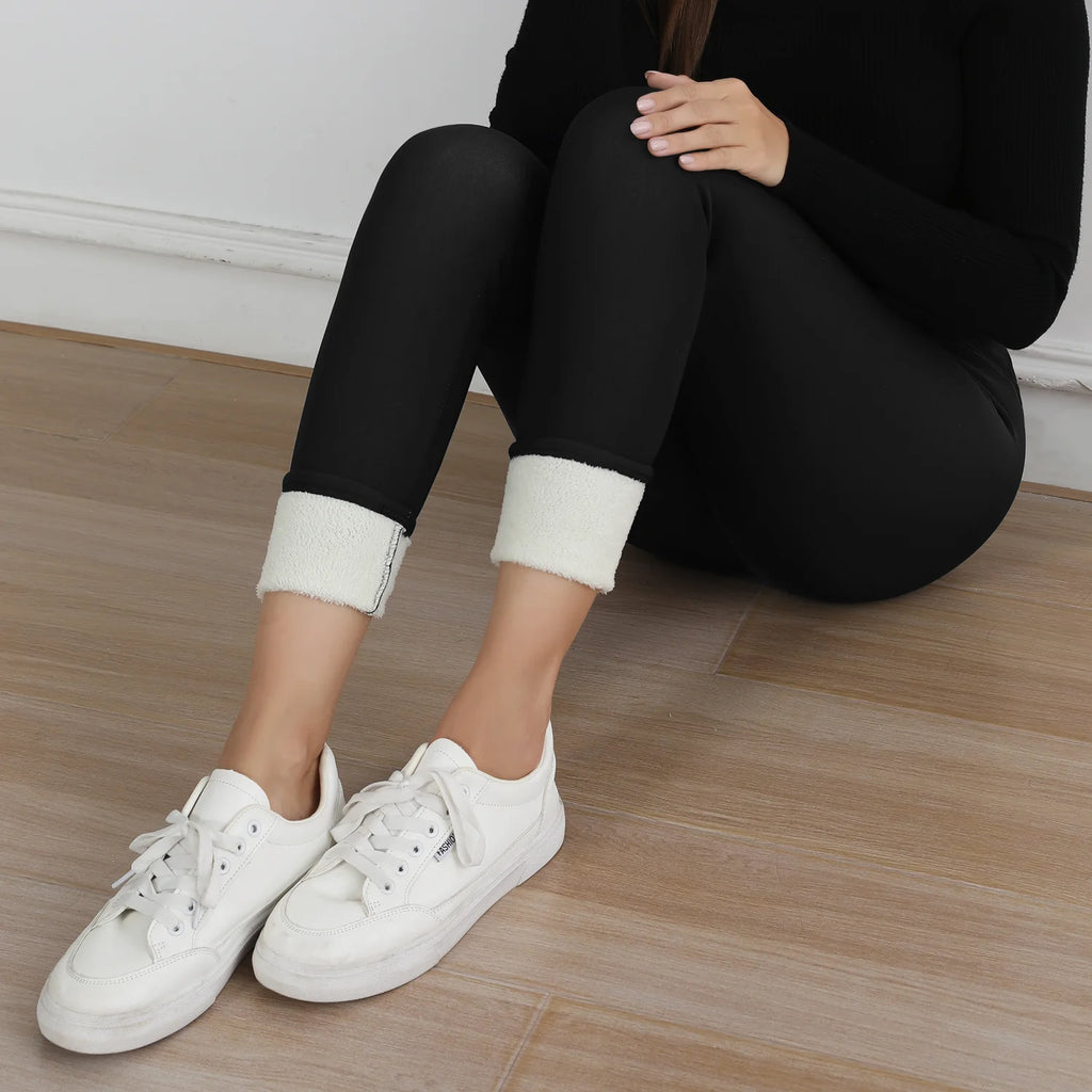 S-XL Autumn Winter Women Fleece Leggings Letter Embroidery Design Warm Velvet Thicken High Waist Butt-Lifting Tights Casual Wear