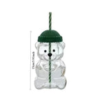 New 500ML Cartoon Bear shaped Coffee Cup Cute Bear Cup Straw Transparent Creative Milk Coffee Water Cup