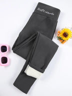 S-XL Autumn Winter Women Fleece Leggings Letter Embroidery Design Warm Velvet Thicken High Waist Butt-Lifting Tights Casual Wear