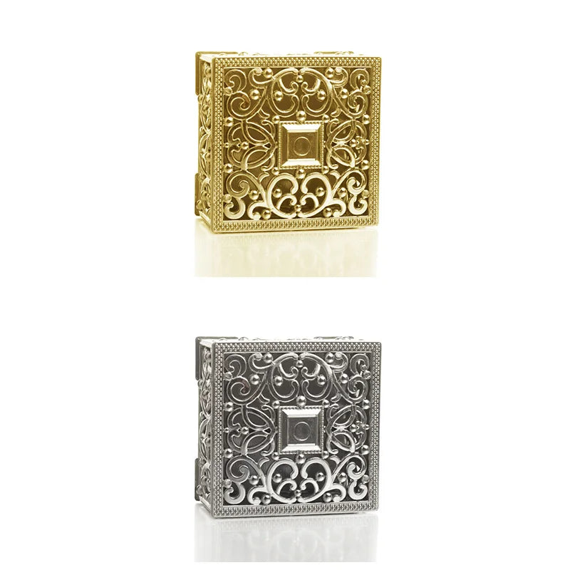 2 PCs Mini Treasure Storage Jewelry Box Silver-color Hollow Flower Pattern Jewelry Case Boxes for Necklace Earring Ring 2030
