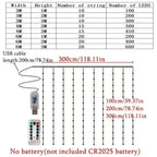 Remote Control Fairy Lights 3 4 6 Meters USB LED Curtain String Lights for Christmas Home Bedroom Decoration Festive Party