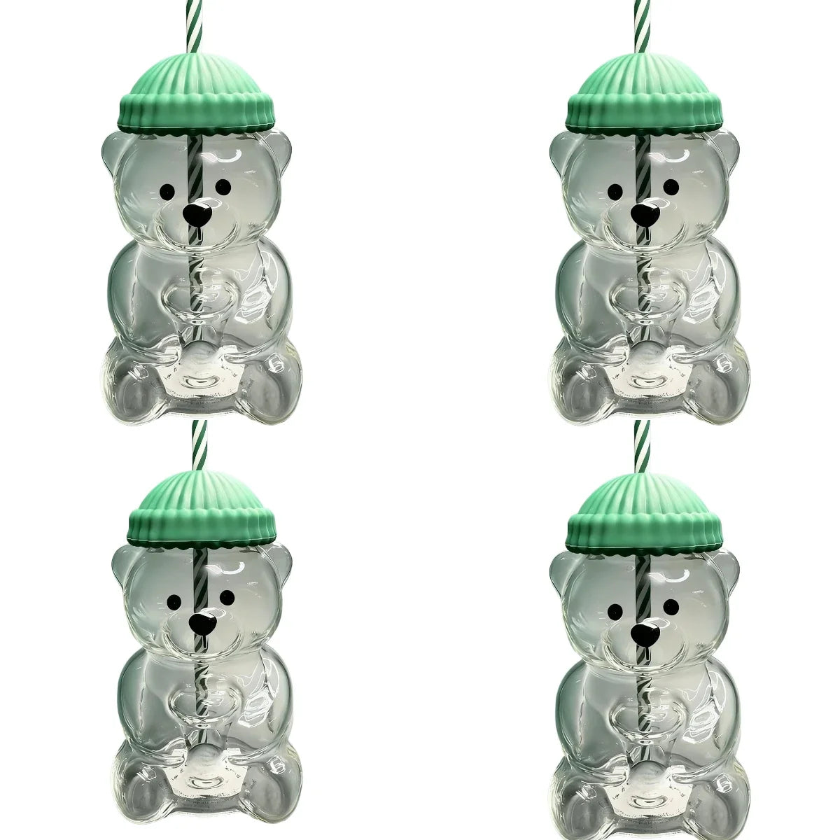New 500ML Cartoon Bear shaped Coffee Cup Cute Bear Cup Straw Transparent Creative Milk Coffee Water Cup