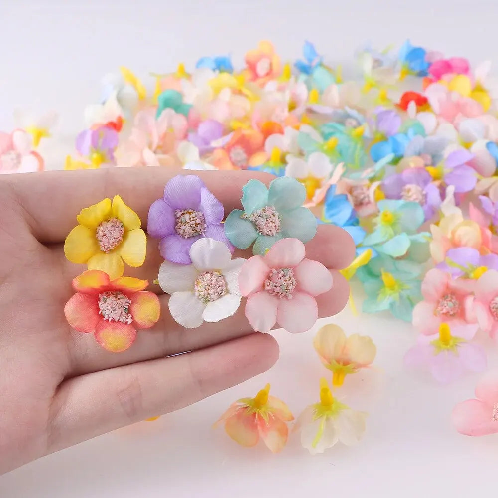50PCs Mini Artificial Rose Flowers Heads Silk Fake Flowers for Home Dceor Wedding Decoration Craft Wreath Gifts Accessories