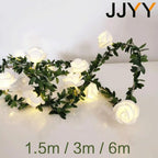 JJYY 1.5M/3M/6M Rose Fairy String Lights,Rose Flower Indoor Fairy Lights Valentine's Day Wedding Decorations, Battery Powered