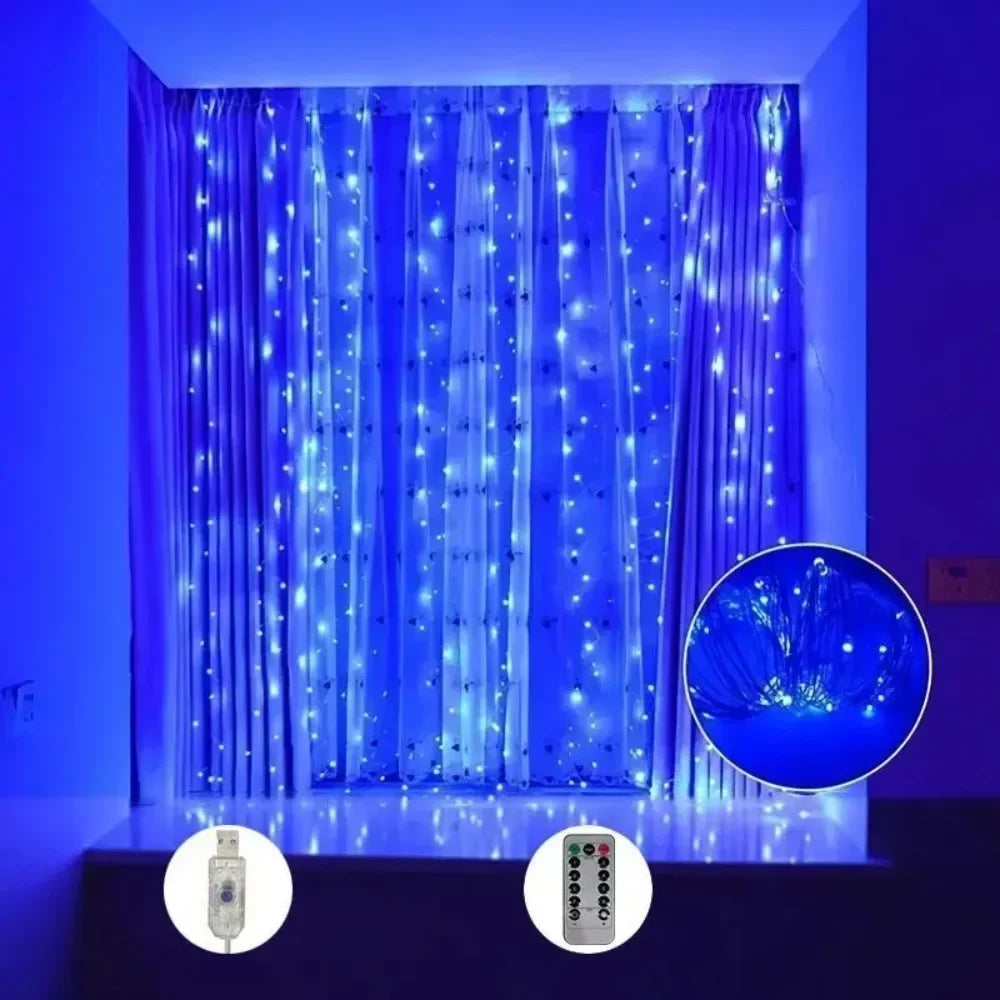 Remote Control Fairy Lights 3 4 6 Meters USB LED Curtain String Lights for Christmas Home Bedroom Decoration Festive Party