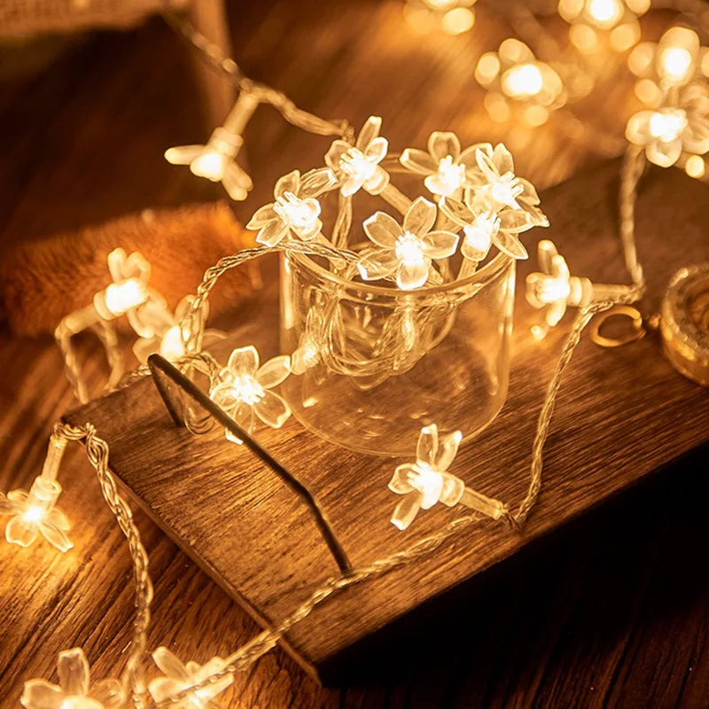 Flower Fairy Lights Battery Operated String Lights Waterproof 10/20/40/80 LED Cherry Blossom Lights For Patry Wedding Decor