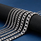 925 sterling silver plated Flat Cuban Chain Necklace For Men Male Neck Jewelry Accessories 4MM/6MM/8MM/10MM Width