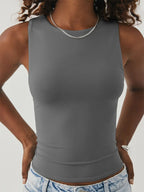 Sleeveless Tight Bottomed Shirt With Round Neck Racerback Top