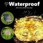 Solar String Fairy Lights Outdoor Waterproof 8 Modes Twinkle Rope Strip Light Garland Lamp for Patio Garden Lawn Tree Yard Fence