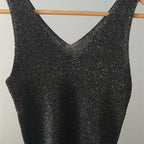 Rhinestones Tank Top Elegant Sleeveless Shiny Loose Knit Camis Corset Summer Women's Tube Top Aesthetic Clothing Korean