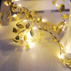 5M 50 LED Fairy Light Leaves Fairy Light Battery Powerd Led Copper Wire String Lights For Home Wedding Party Holiday Decor