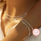 Fashion originality 925 Sterling Silver Necklace Bracelet Jewelry set for women men Paperclip Chain Party wedding gift