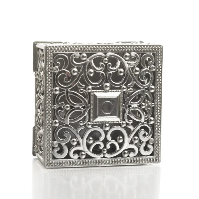 2 PCs Mini Treasure Storage Jewelry Box Silver-color Hollow Flower Pattern Jewelry Case Boxes for Necklace Earring Ring 2030