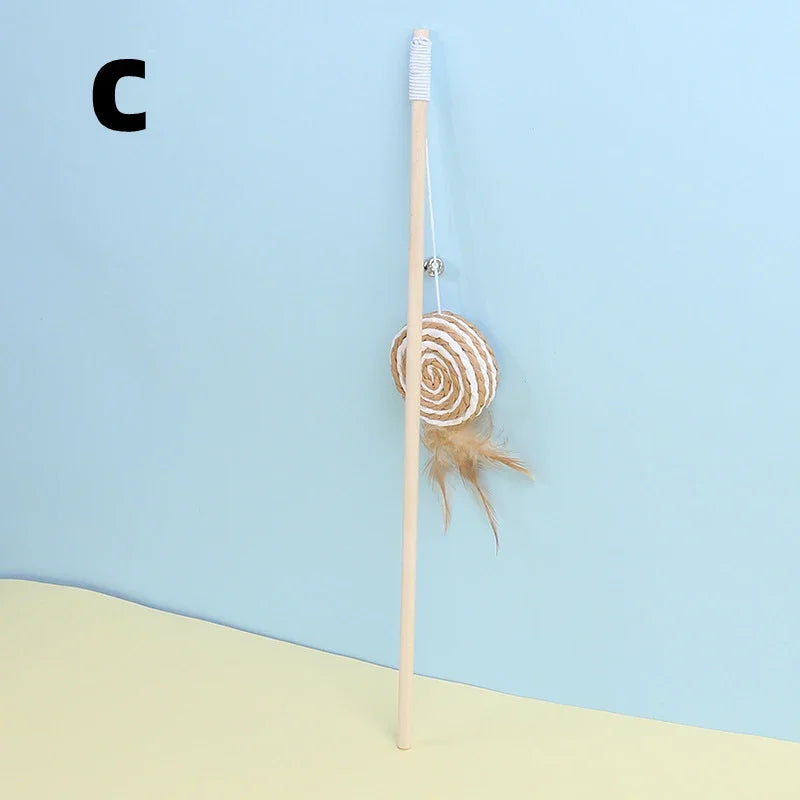 Cat Toy Cat Teaser Stick Handmade Cotton And Linen Woven Wooden Pole Cat Teaser Stick Cute Simulation Mouse Cat Interactive Toy