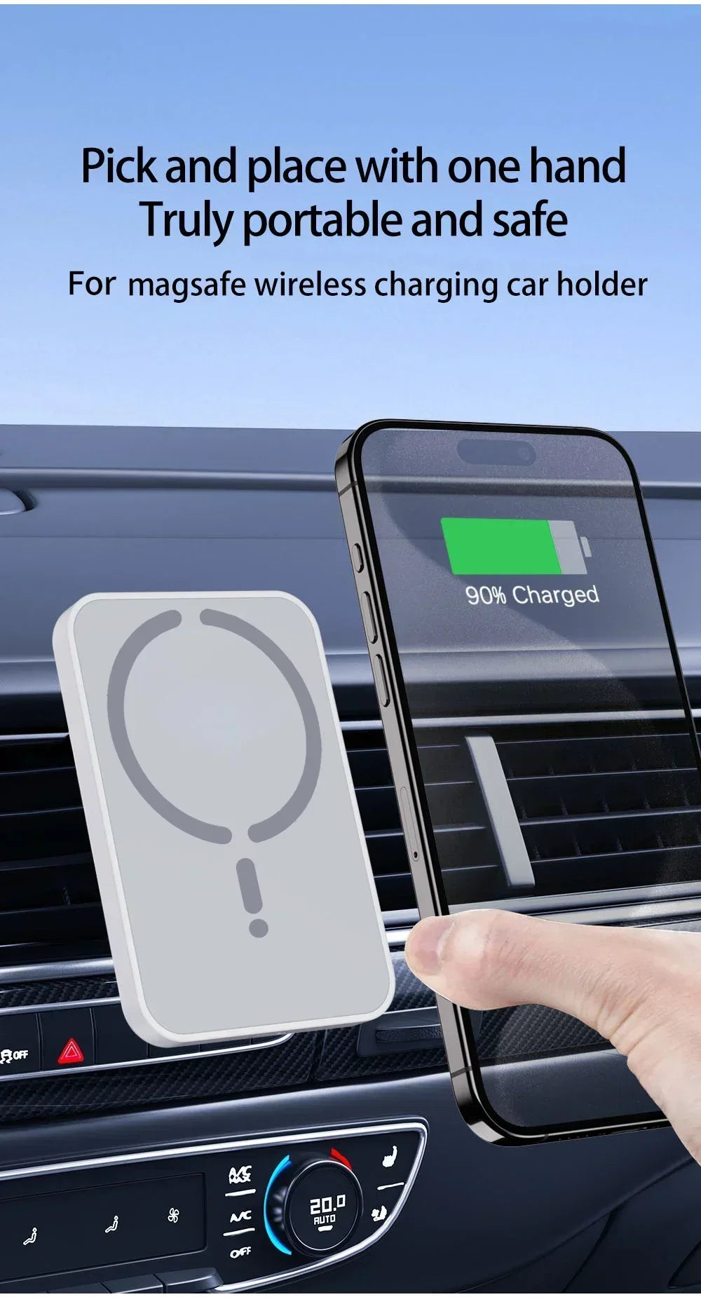 Magnetic Car Air Vent GPS Phone Holder Stand Wireless Charger For Magsafe iPhone 17 16 15 14 13 12 Pro Max Cellphone Bracket