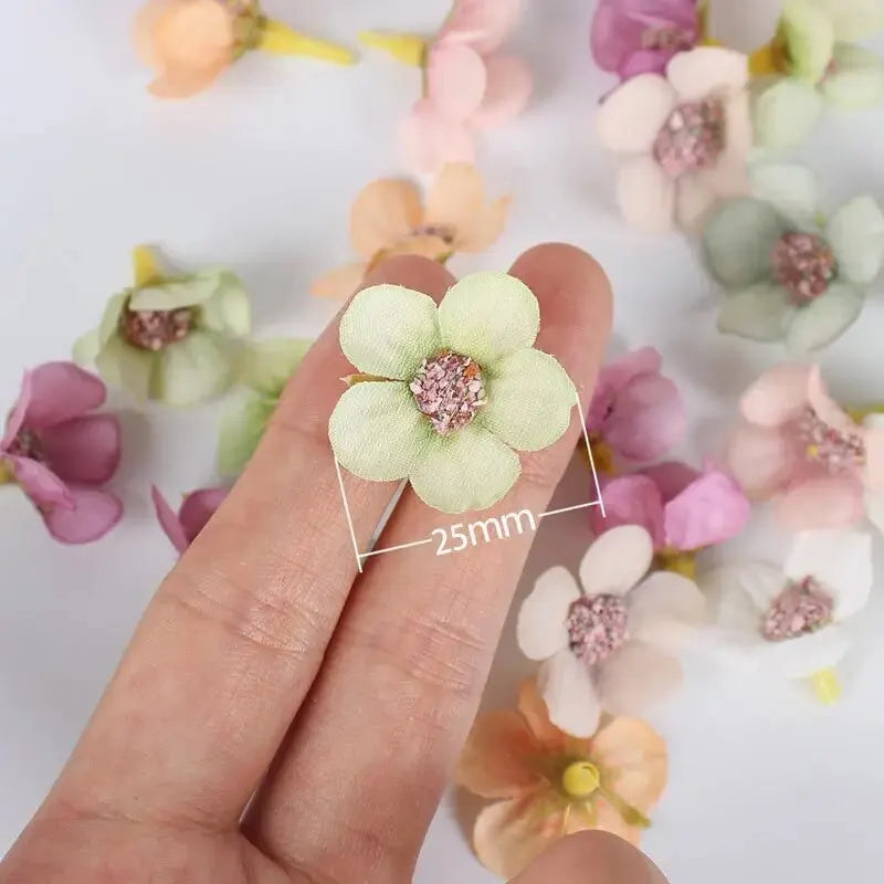 50PCs Mini Artificial Rose Flowers Heads Silk Fake Flowers for Home Dceor Wedding Decoration Craft Wreath Gifts Accessories