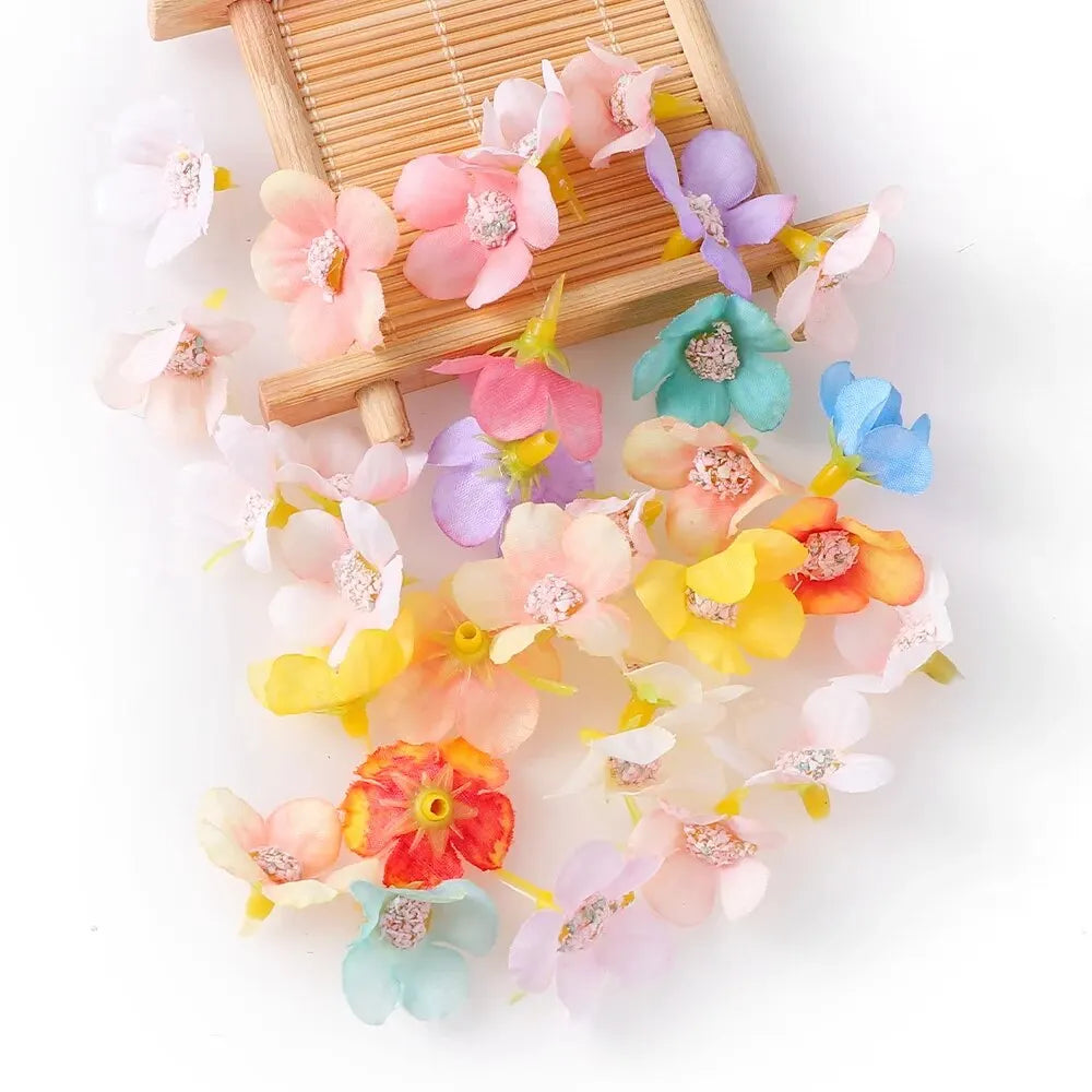 50PCs Mini Artificial Rose Flowers Heads Silk Fake Flowers for Home Dceor Wedding Decoration Craft Wreath Gifts Accessories