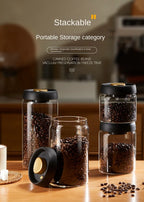 Manual Vacuum Sealed Coffee Jar High Borosilicate Glass Moisture Proof Tea Storage Container for Kitchen Coffee