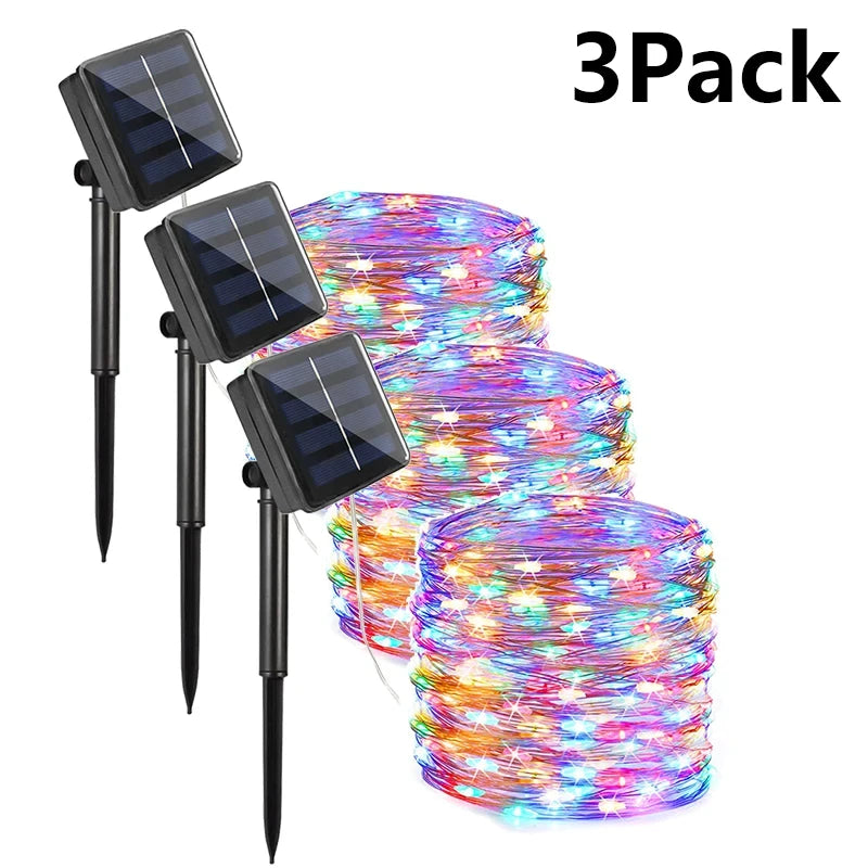 Solar String Fairy Lights Outdoor Waterproof 8 Modes Twinkle Rope Strip Light Garland Lamp for Patio Garden Lawn Tree Yard Fence