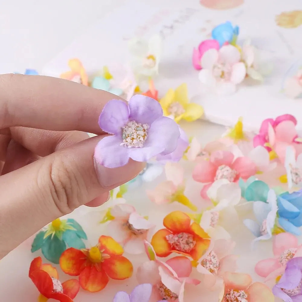 50PCs Mini Artificial Rose Flowers Heads Silk Fake Flowers for Home Dceor Wedding Decoration Craft Wreath Gifts Accessories