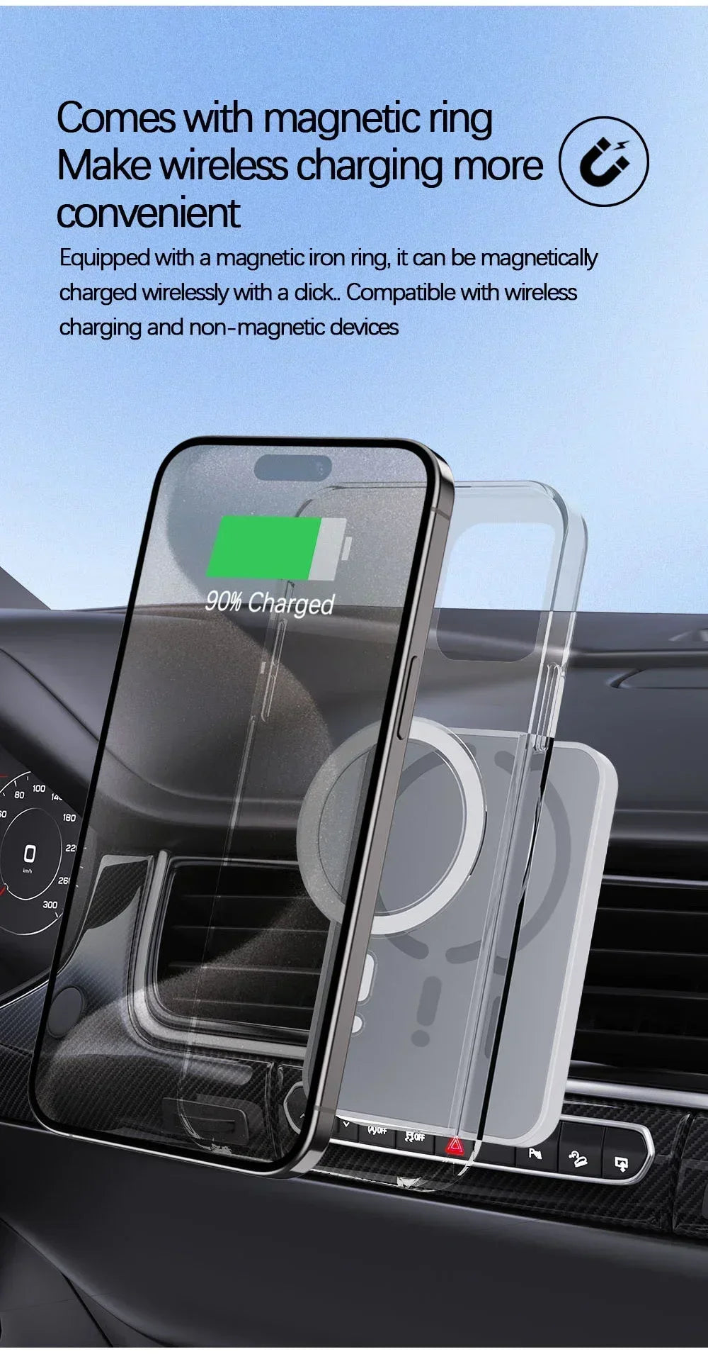 Magnetic Car Air Vent GPS Phone Holder Stand Wireless Charger For Magsafe iPhone 17 16 15 14 13 12 Pro Max Cellphone Bracket
