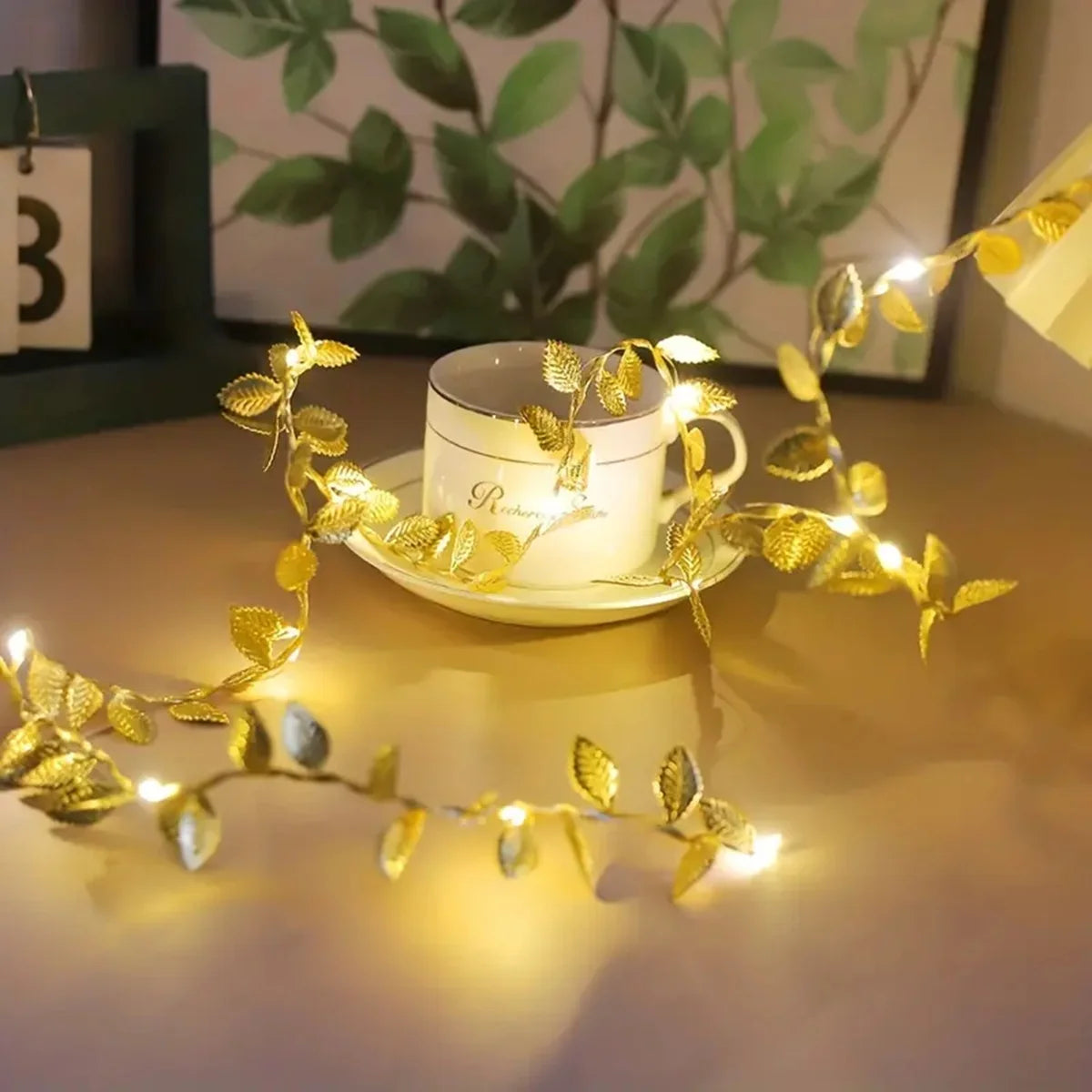 5M 50 LED Fairy Light Leaves Fairy Light Battery Powerd Led Copper Wire String Lights For Home Wedding Party Holiday Decor