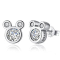 Hot Selling 925 Sterling Silver Cute Dazzling Mouse Cartoon Stud Earrings For Women Girl Authentic Original Jewelry Gift