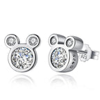 Hot Selling 925 Sterling Silver Cute Dazzling Mouse Cartoon Stud Earrings For Women Girl Authentic Original Jewelry Gift