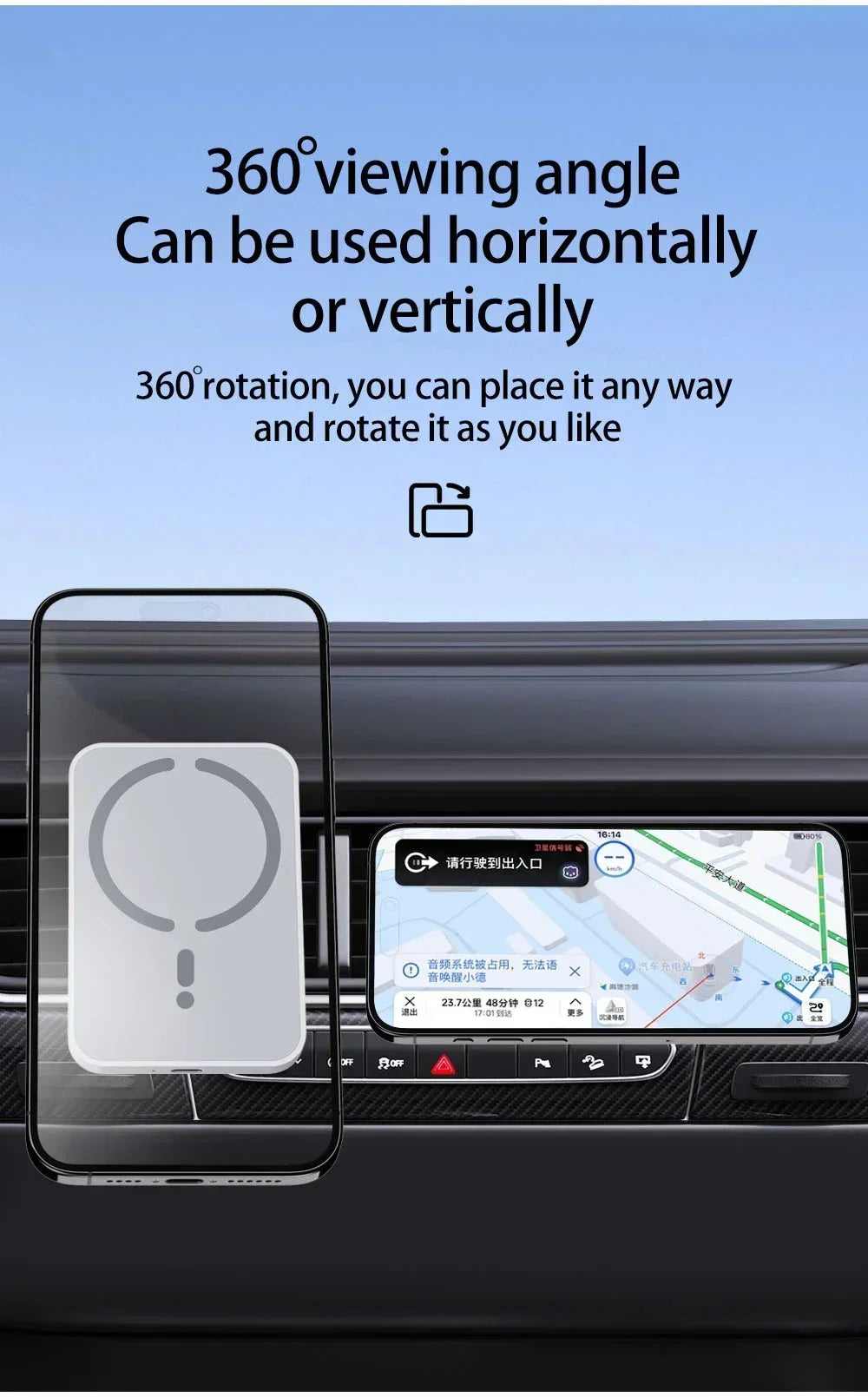 Magnetic Car Air Vent GPS Phone Holder Stand Wireless Charger For Magsafe iPhone 17 16 15 14 13 12 Pro Max Cellphone Bracket