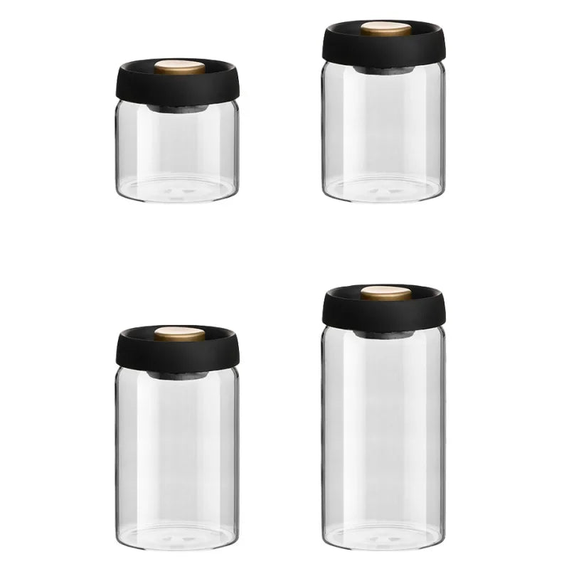 Manual Vacuum Sealed Coffee Jar High Borosilicate Glass Moisture Proof Tea Storage Container for Kitchen Coffee