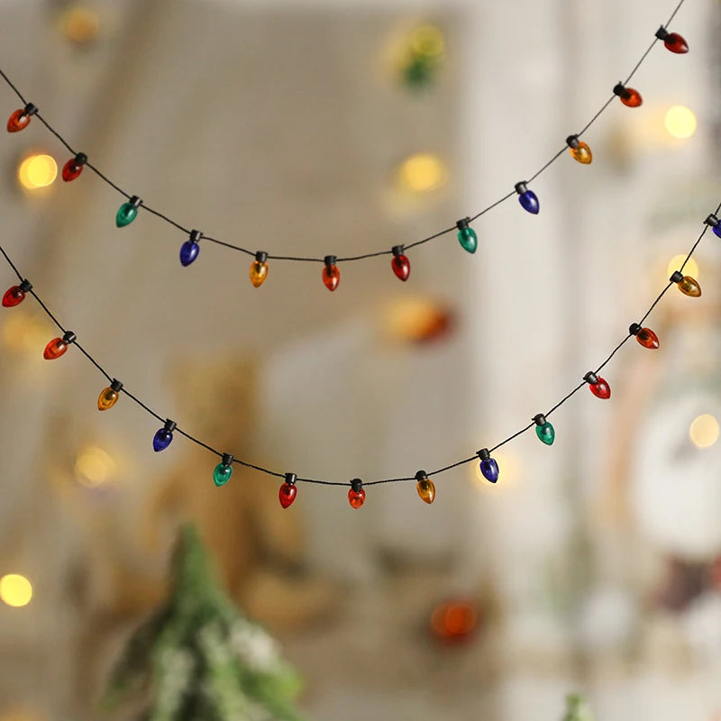 5yards Mini Colorful Bulb Christmas Fairy Lights Fake Light String Garland For Xmas New Year Party Home Dollhouse DIY Decor Gift