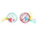 Interactive Cat Toy Mouse Ball Cage Random Color Plush Mouse  Kitten Play Toys for Indoor Kittens Exercise Pet Supplies