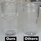 600ML Stripe Glass Coffee Cup With Lid and Without Cover Straw Transparent Drinking Glasses for Juice Iced Coffee Mugs Drinkware