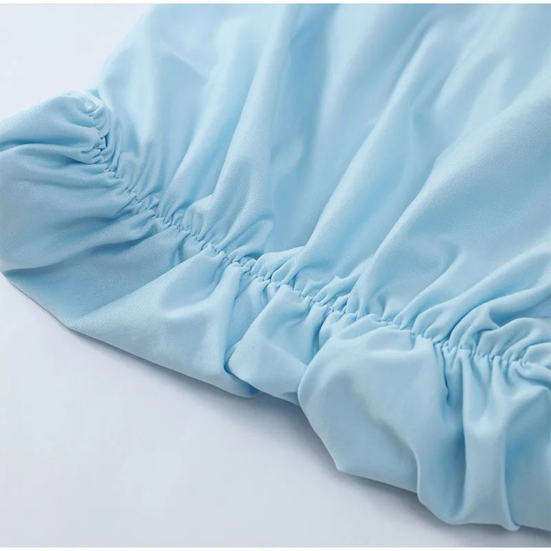Irregular Shawl Blue Maxi Dress Women's Fashion Turtleneck Slim Fit Pleated Vestidos 2025 New Lady Evening Party Robes Summer