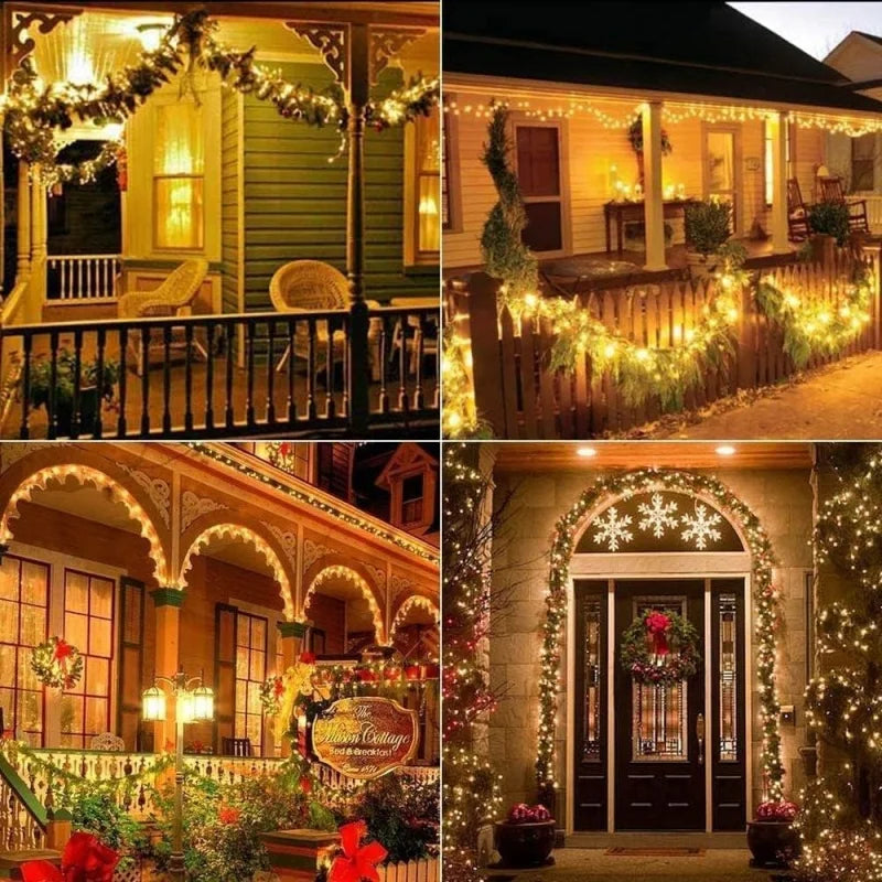 Solar String Fairy Lights Outdoor Waterproof 8 Modes Twinkle Rope Strip Light Garland Lamp for Patio Garden Lawn Tree Yard Fence