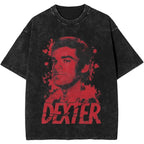 New Dexter Morgan Edition Middle Finger Retro Trendy Vintage Washed T-Shirt Summer Y2K Tops Cotton Men Women Tees Short Sleeve