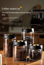 Manual Vacuum Sealed Coffee Jar High Borosilicate Glass Moisture Proof Tea Storage Container for Kitchen Coffee