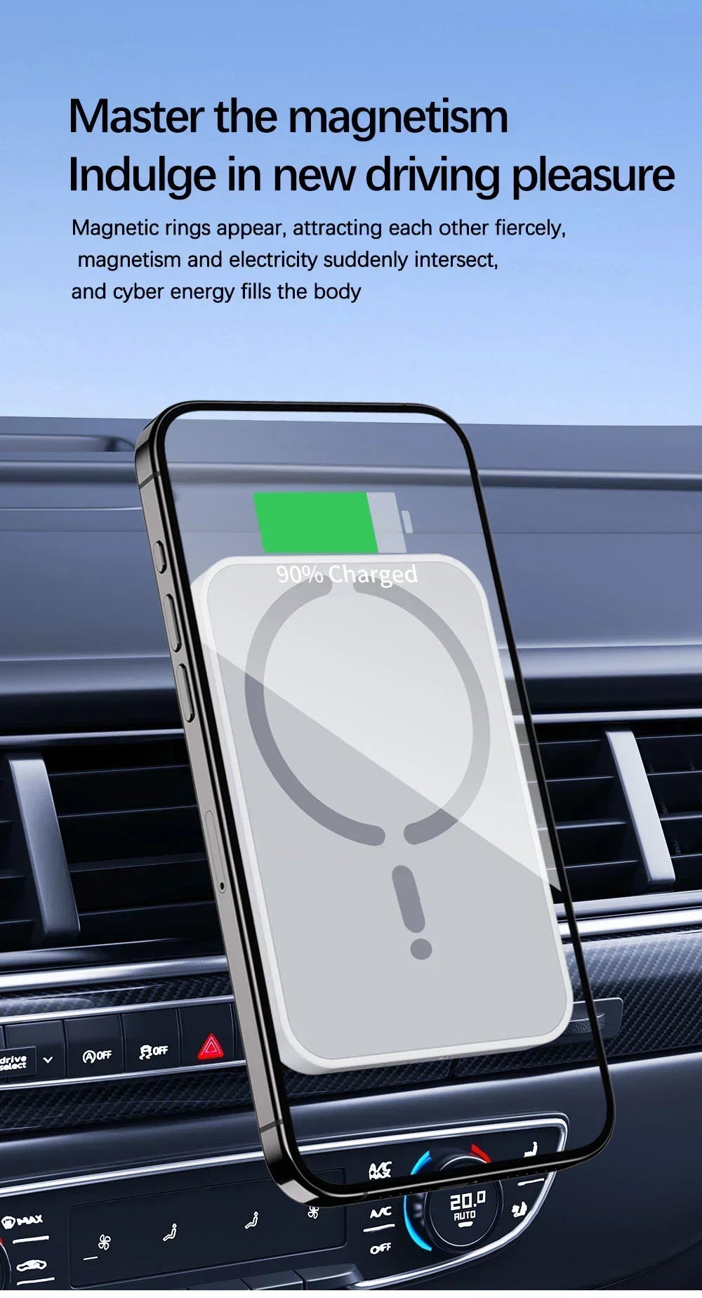 Magnetic Car Air Vent GPS Phone Holder Stand Wireless Charger For Magsafe iPhone 17 16 15 14 13 12 Pro Max Cellphone Bracket