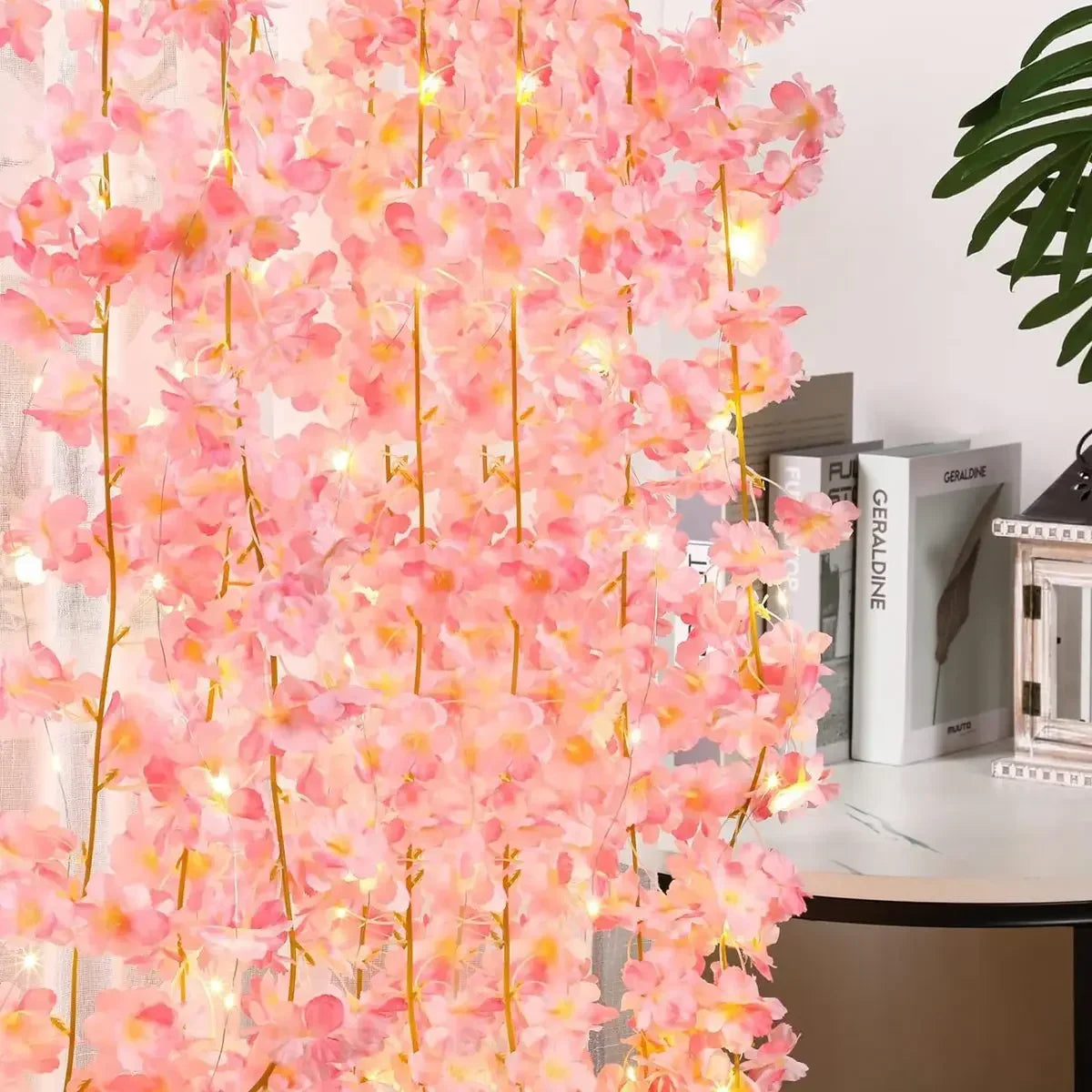 Fairy Lights 2M 20LEDs, Cherry Blossom Artificial Flower Garland String Light for Bedroom Wedding Party Holiday Decoration