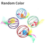 Interactive Cat Toy Mouse Ball Cage Random Color Plush Mouse  Kitten Play Toys for Indoor Kittens Exercise Pet Supplies
