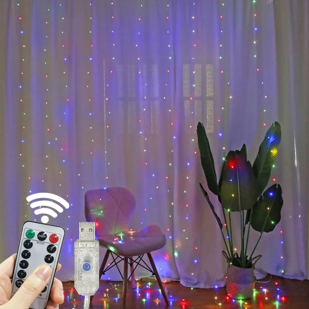 Remote Control Fairy Lights 3 4 6 Meters USB LED Curtain String Lights for Christmas Home Bedroom Decoration Festive Party